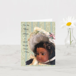 Tarjeta victoriana antigua de muñeca para mamá