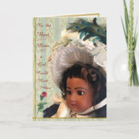 Tarjeta victoriana de muñeca negra para mamá