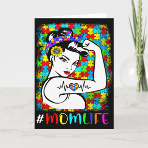 Tarjeta Vida de mamá con conciencia del autismo guerrera m