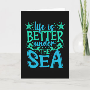 Tarjeta Vida de sirena bajo el agua vacaciones biólogo mar