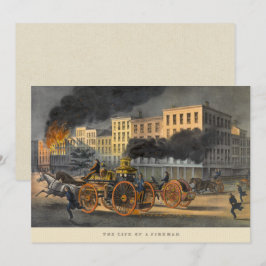 Tarjeta Vida de un litografo de Fireman Vintage de los año