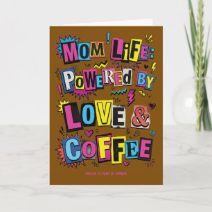 Tarjeta Vida Divertida de Mamá Café Día de la Madre Retro