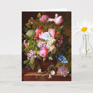 Tarjeta Vida Fija De Las Flores De Rosas, Tulipanes E Hiac