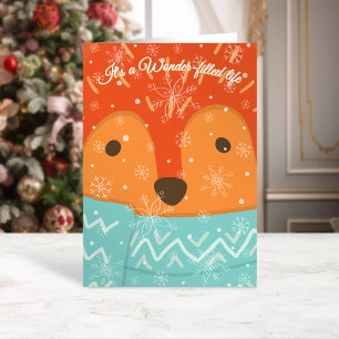 Tarjeta Vida Maravillosa de Zorro Invernal Navidad Diverti