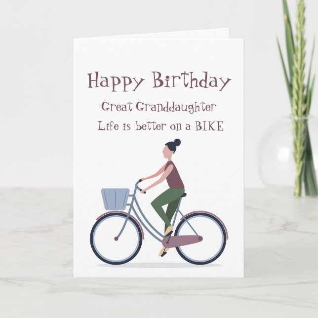 Tarjeta Vida Mejor Bicicleta Gran Nieta Cumpleaños (Anverso)