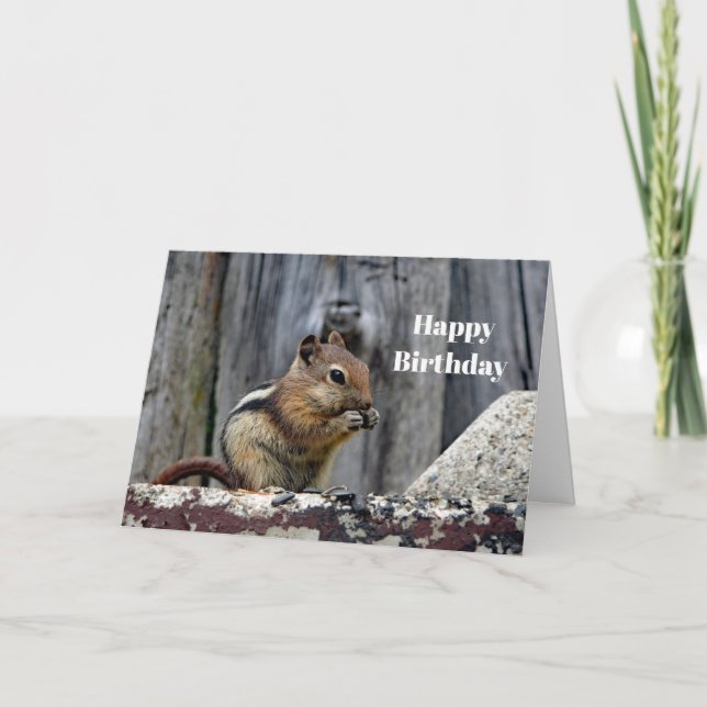 Tarjeta Vida silvestre Foto animal de Chipmunk Cumpleaños (Anverso)