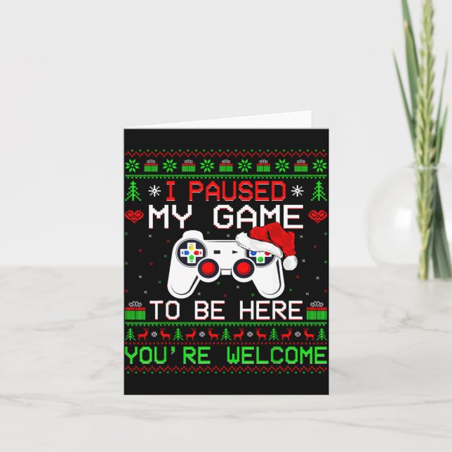 Tarjeta Video Game Christmas Ugly Sweater Funny Gamer Gami (Anverso)