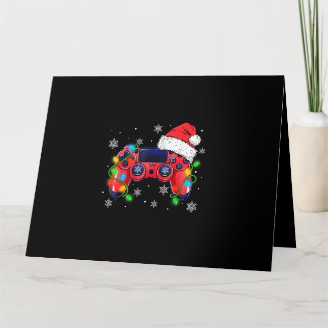 Tarjeta Video Game Controller Christmas Santa Hat Gamer Bo (Anverso)