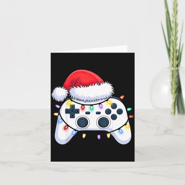 Tarjeta Video Game Controller Christmas Santa Hat Gamer Bo (Anverso)