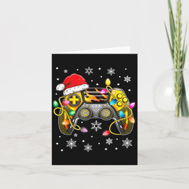 Tarjeta Video Game Controller Christmas Santa Hat Gamer Bo (Anverso)