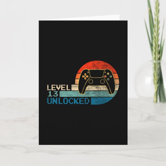 Tarjeta Video Game Controller Unlocked Level 13 Birthday B (Anverso)