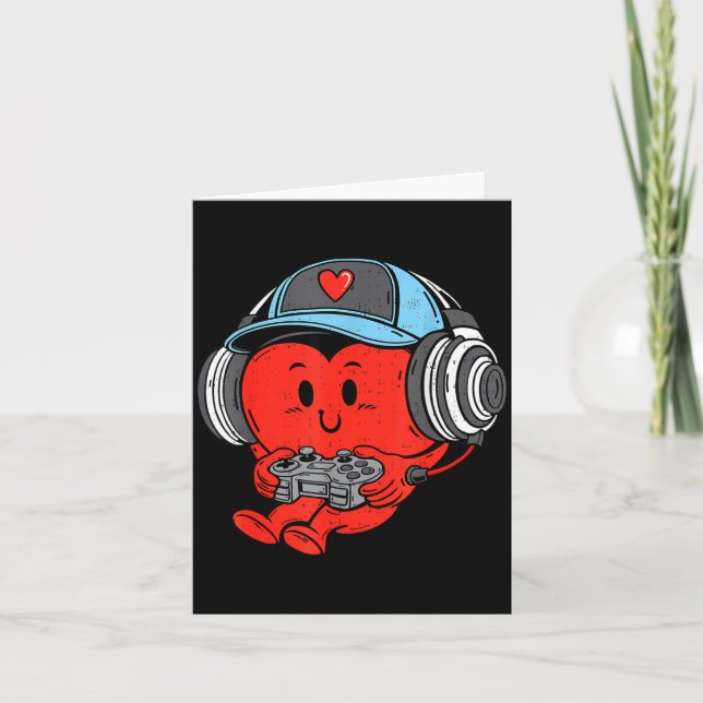 Tarjeta Video Game Gamer Heart Valentines Day Gaming Boys  (Anverso)