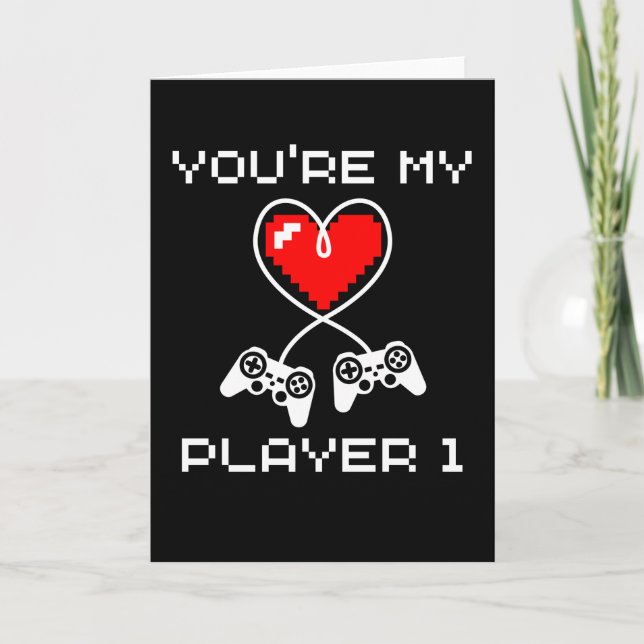 Tarjeta Video Juegos Día de San Valentín Eres Mi Jugador 1 (Anverso)