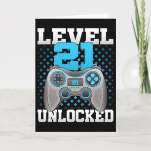 Tarjeta Videojuego de cumpleaños 21 desbloqueado nivel 21