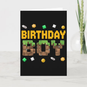 Tarjeta Videojuego divertido de cumpleaños chico píxel núm