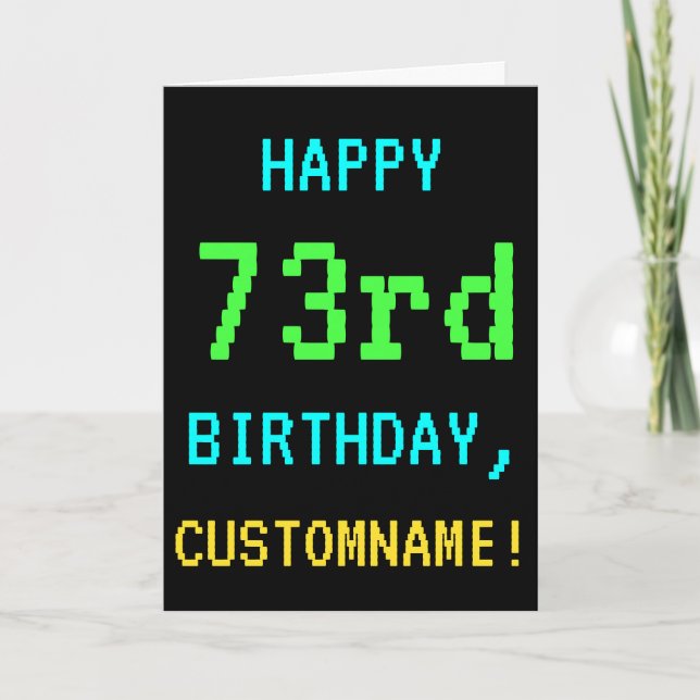 Tarjeta Videojuego divertido vintage/retro 73 cumpleaños (Anverso)
