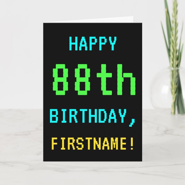 Tarjeta Videojuego divertido vintage/retro Mira 88º cumple (Anverso)