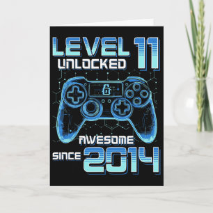 Tarjeta Videojuego nivel 11 desbloqueado Fiesta de cumplea