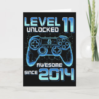 Tarjeta Videojuego nivel 11 desbloqueado Fiesta de cumplea