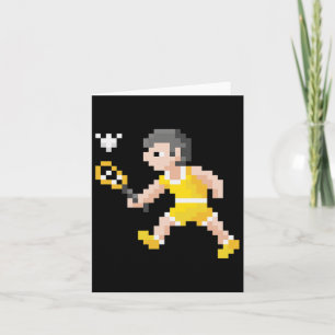 Tarjeta Videojuego Retro 80 Pixel Art Badminton Player