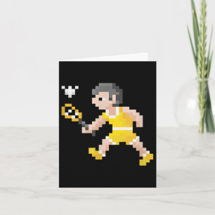 Tarjeta Videojuego Retro 80 Pixel Art Badminton Player