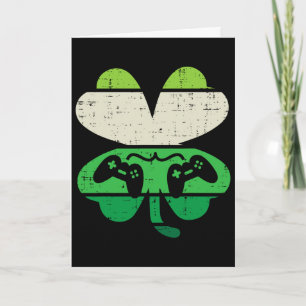 Tarjeta Videojuego Trébol Retro Día de San Patricio Chicos