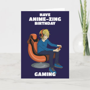 Tarjeta Videojuegos Anime Gamer Boy Birday Card