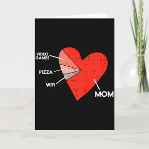 Tarjeta Videojuegos para niños Pizza Wifi Mamá Corazón Niñ