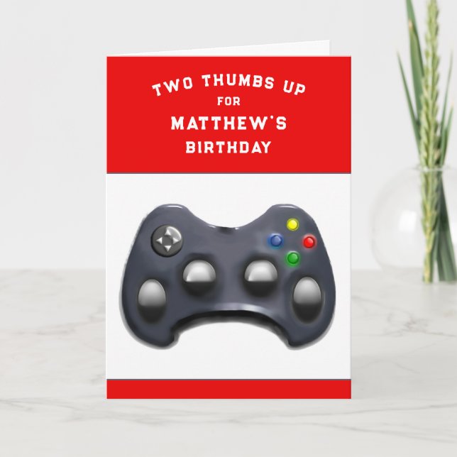 Tarjeta videojugador cumpleaños personalizado (Anverso)