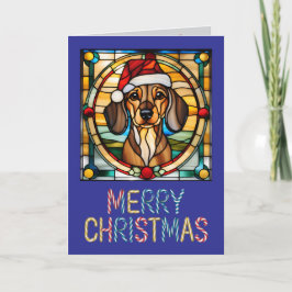 Tarjeta Vidriera de Navidad de Dachshund