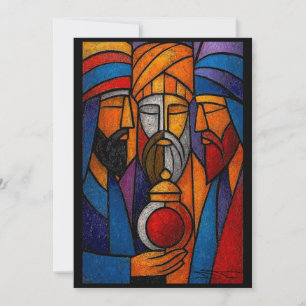 Tarjeta Vidrieras Modernas de los Reyes Magos
