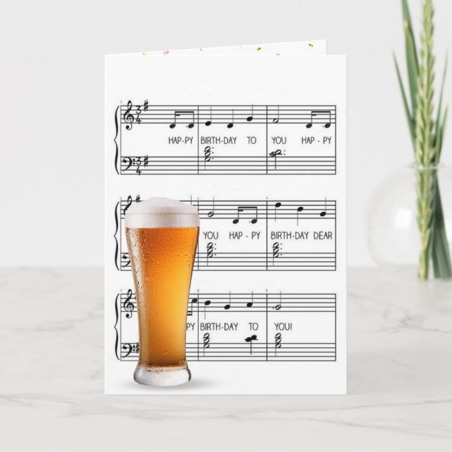 Tarjeta Vidrio De Cerveza De Cumpleaños En Música (Anverso)