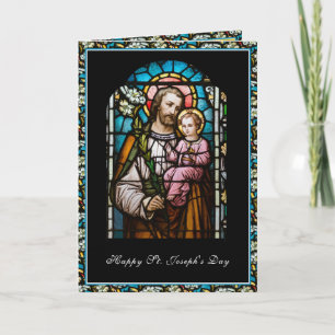 Tarjeta Vidrio de color de oración de la fiesta de San Jos