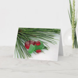 Tarjeta Vidrio de mar y agujas de pino