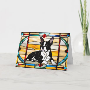 Tarjeta Vidrio emplomado de adorable Boston Terrier