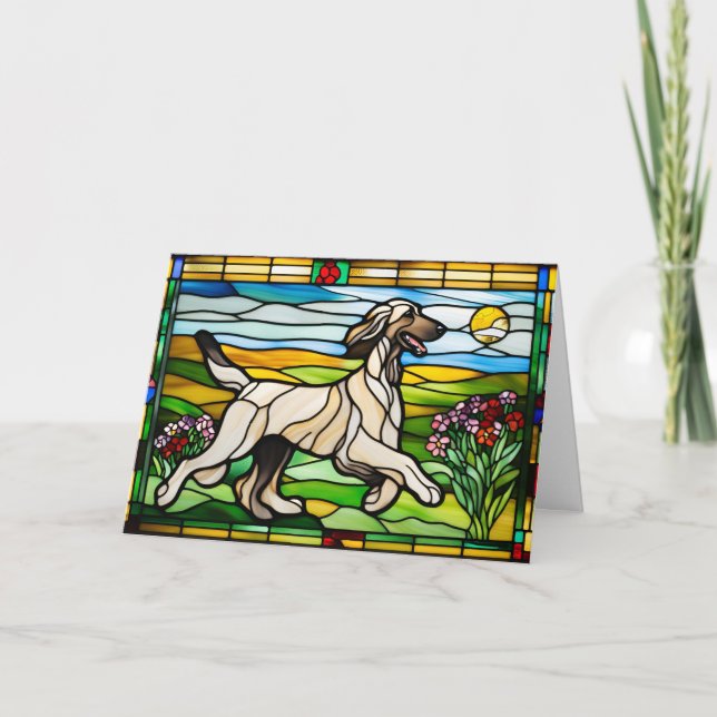 Tarjeta Vidrio emplomado de adorable galgo afgano (Anverso)