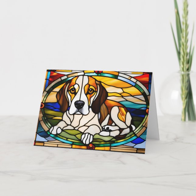 Tarjeta Vidrio emplomado de Beagle adorable (Anverso)