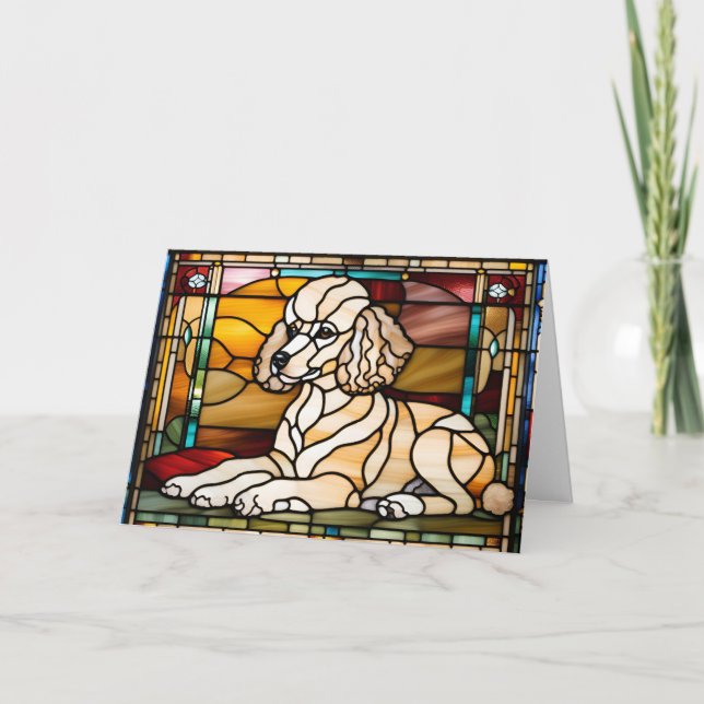 Tarjeta Vidrio emplomado de caniche lindo (Anverso)
