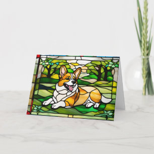Tarjeta Vidrio emplomado de Corgi adorable