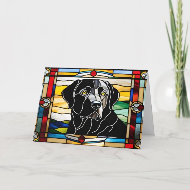 Tarjeta Vidrio emplomado de Labrador negro lindo (Anverso)