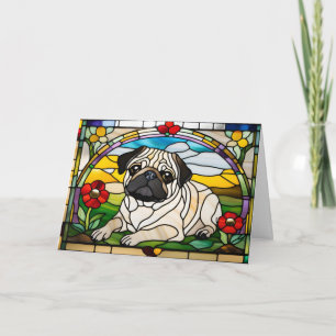 Tarjeta Vidrio emplomado de Pug adorable