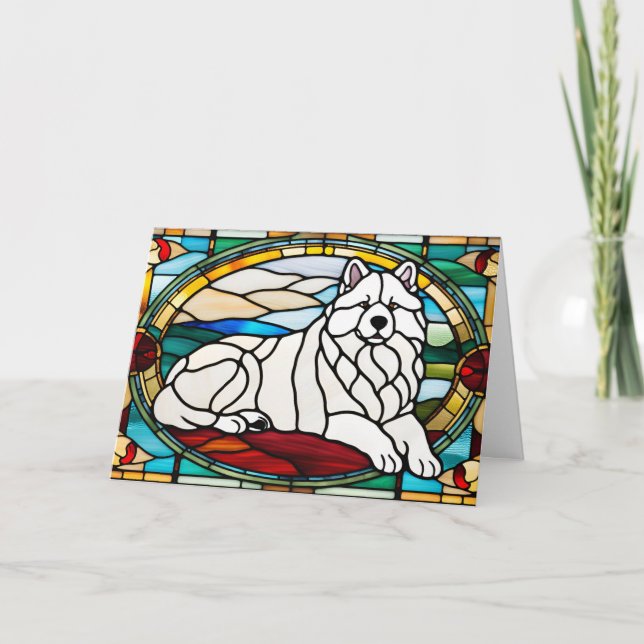 Tarjeta Vidrio emplomado de Samoyed lindo (Anverso)
