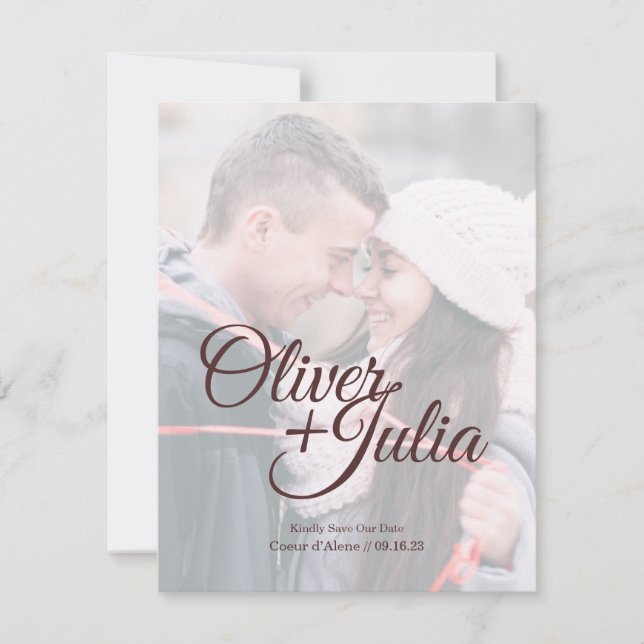 Tarjeta *Vidrio Escarchado* de Save The Date (Anverso)