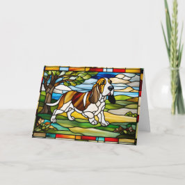 Tarjeta Vidrio Manchado Basset Hound