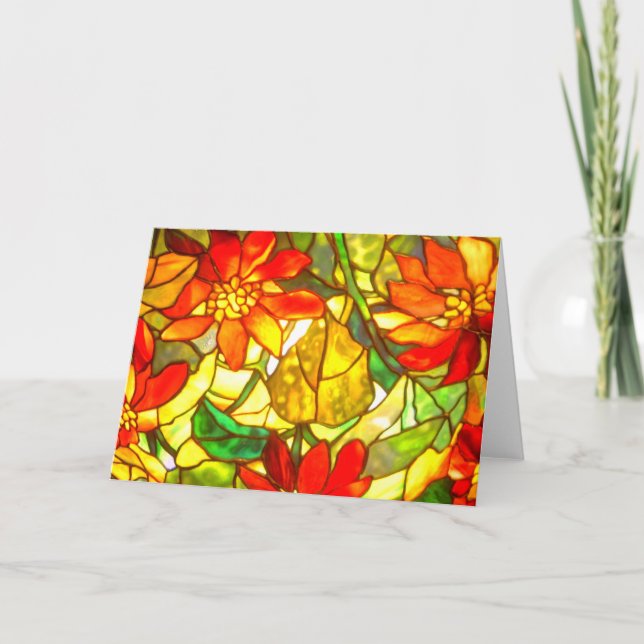 Tarjeta Vidrio poinsettia flor vintado floral (Anverso)