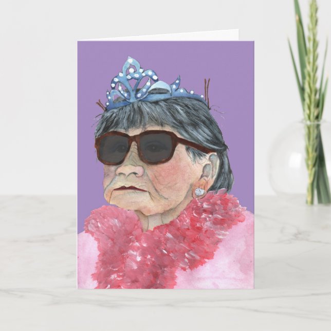 Tarjeta vidrios púrpuras de la princesa del cumpleaños (Anverso)