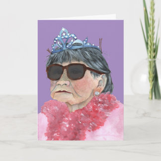 Tarjeta vidrios púrpuras de la princesa del cumpleaños