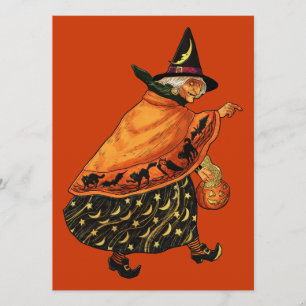 Tarjeta Vieja bruja de Halloween
