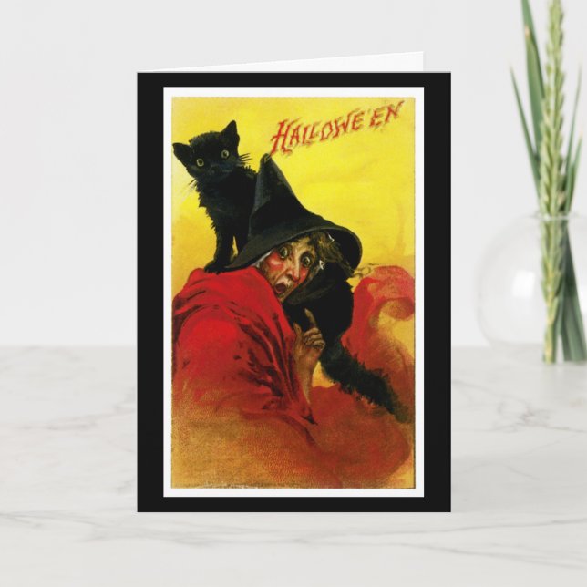 Tarjeta Vieja Bruja de Halloween (Anverso)