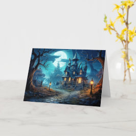 Tarjeta Vieja casa embrujada | Feliz Halloween